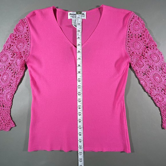 Joseph A. Pink Top with‎ Long Crochet Sleeves Size Small - Picture 9 of 16